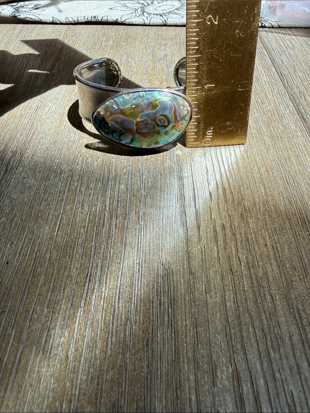 Abalone Shell Cuff Bracelet - Iridescent Colors - Picture 10 of 11